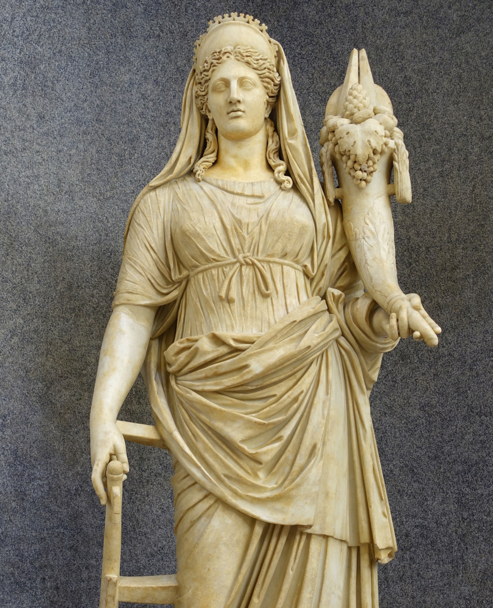 Detail of a statue of Fortuna at the Museo Chiaramonti, Vatican City.