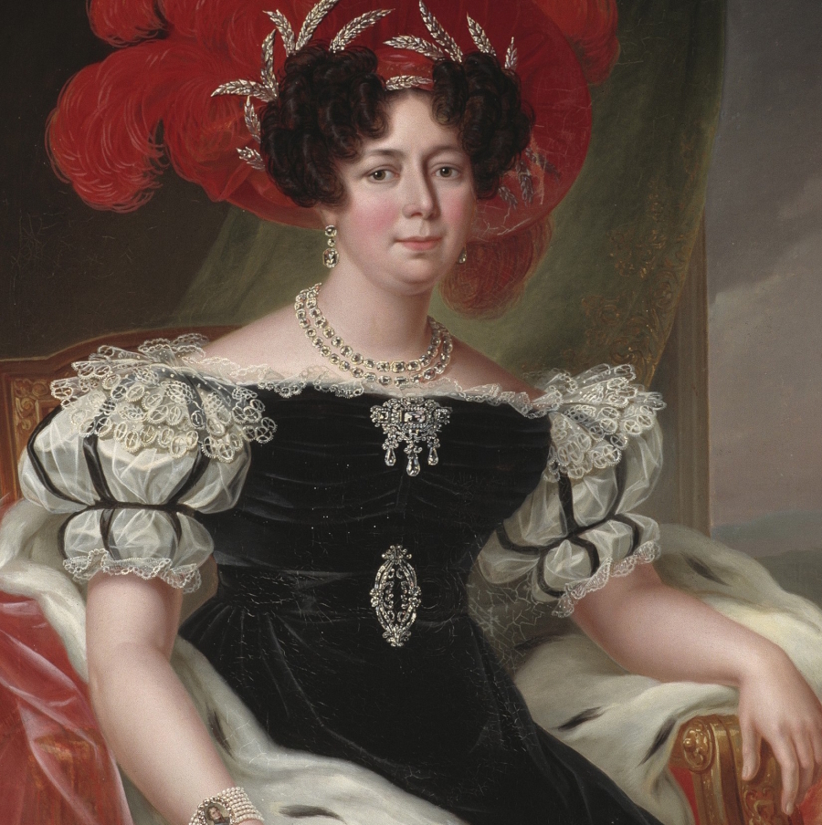 Detail from portrait of Queen Desideria of Sweden (1830) by Fredric Westin.