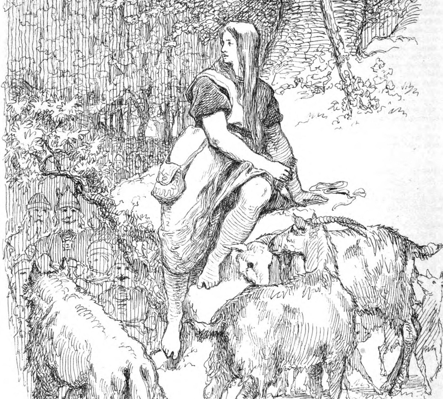 Detail of Yrsa, illustration (1865) by August Malmström.