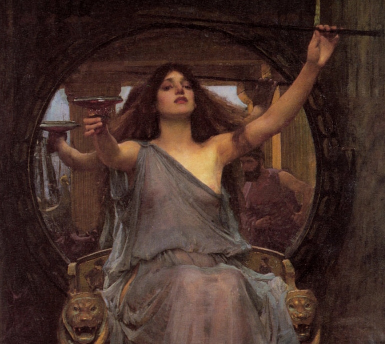 Detail of Circe Offering the Cup to Ulysses (1891), oil painting by John William Waterhouse.